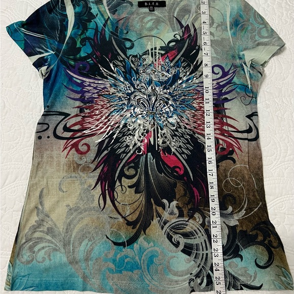 BLEU KNIT Top with Metallic and Rhinestone Design SZ M - Picture 9 of 9